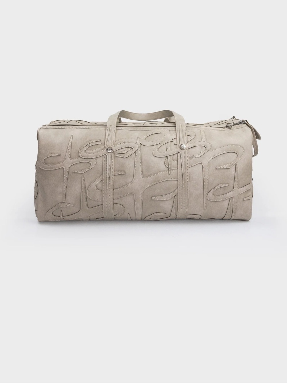 Neutral Embossed Leather Weekender Bag